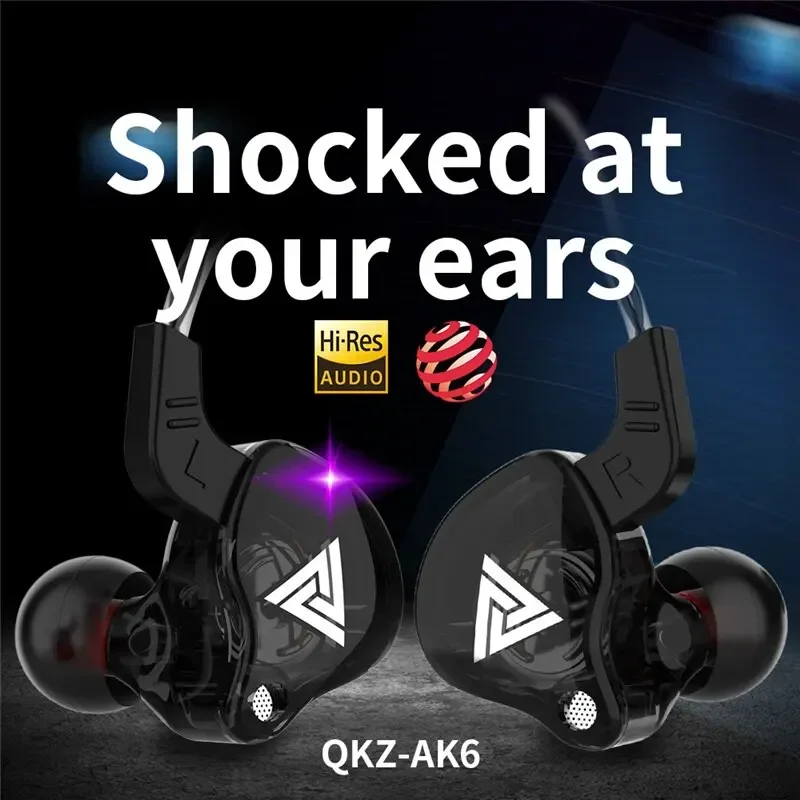 Original QKZ AK6 controlador de cobre HiFi auriculares con cable carrera deporte auriculares estéreo de graves auriculares de música 3,5 MM en la oreja con micrófono