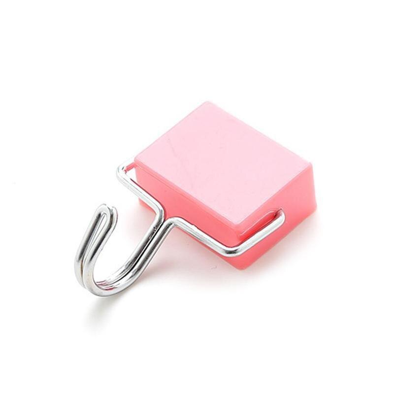 Bonitos imanes de nevera pegatina microondas sin rastro soporte de pared colgante soporte de almacenamiento del hogar imán de decoración Almacenamiento de llaves: 2pcs Pink