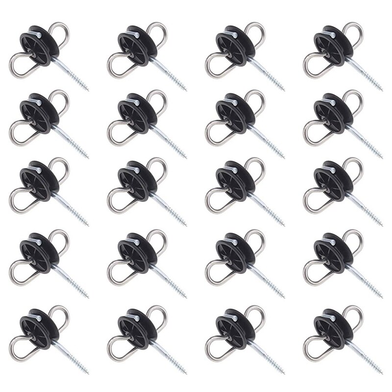 20Pcs Dual Ring Insulator Fence Anchor, Low Impedance Farm Wooden Post Gate Handle Fastener