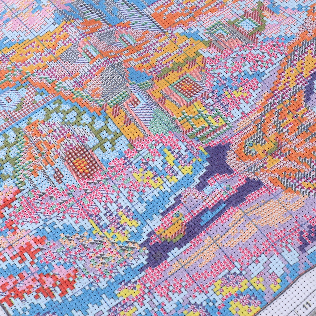 DIY Stamped Cross Stitch Kit Pre-printed Farm Scene Pattern Christmas 14CT 54x33cm