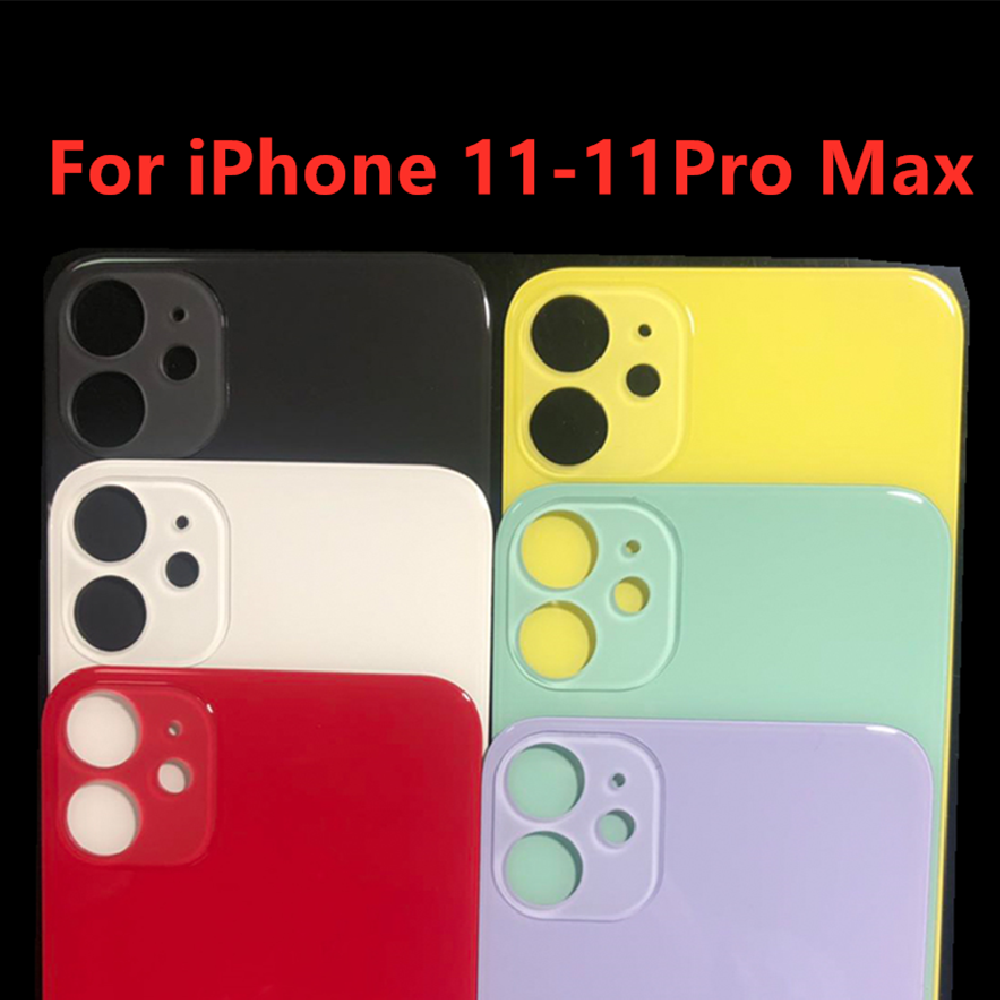 10 st/lot stort hål bakglas batteriskal för iphone 11 8 8p plus x xr xs xsmax  se2 stort hål bakdörrshus