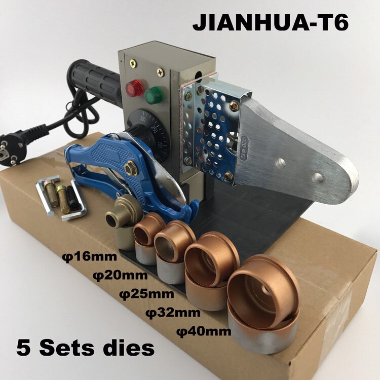 1 sett rørleggerverktøy 220v 600w temperaturkontrollerte plastrør rørsveisemaskin 20-32mm sveiser ppr varmeelement: 220v / Jianhua -t6