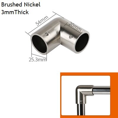 Adaptateur de Tube de tige épais 25mm | Embout de connexion T 2 3 4 5 voies, affichage en alliage de Zinc, Chrome Nickel brossé 4 pièces/lot: Brush 2-way