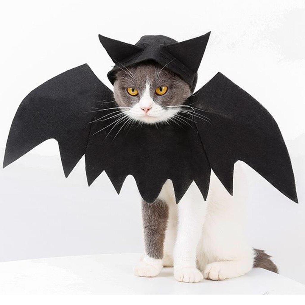 Halloween Pet Dog Cats Black Devil Wings Costume Cute Fancy Dress Mystery