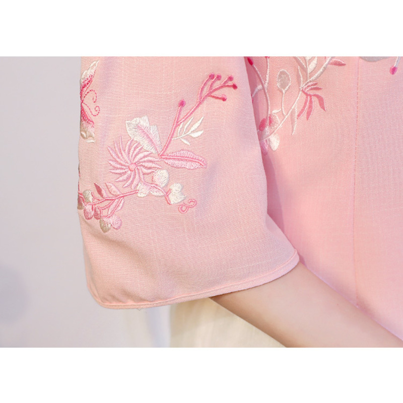 Retro koszula wyszywana w stylu chińskim kobiety lato nowy Hanfu chiny Top Cheongsam tradycyjny strój Tang bluzki Femme 2022