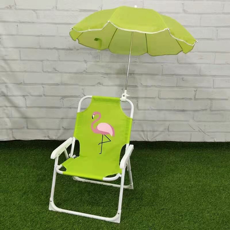 Outdoor Folding Beach Children Chair With Umbrella Utralight Baby Kids Camp Chair Sun Lounger Folding Picnic Camping Seat: Flamingos chair
