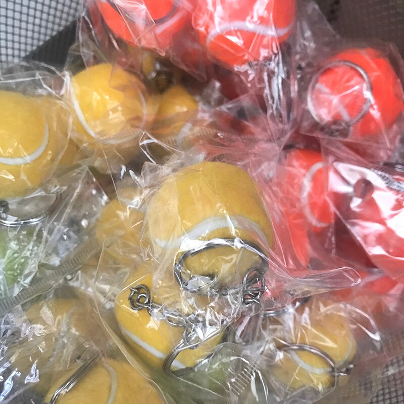 (30 pcs/lot) Resin Mini Tennis 3cm ball keychain Keyring Metal Keychain Tennis Memento for Tennis Club Decoration
