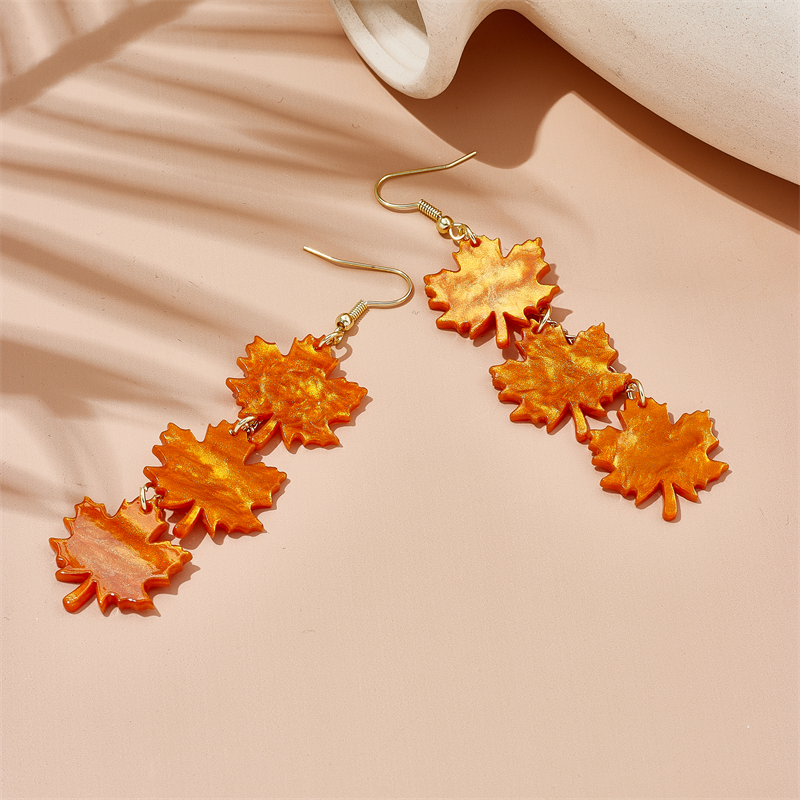 YAOLOGE Plant Red Maple Leaf Leaves Long Pendant Earrings For Women Trendy Ear Hook Acrylic Jewelry Party