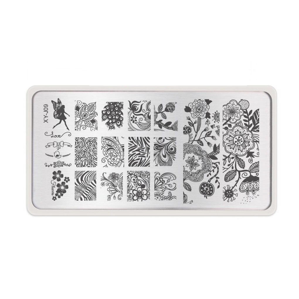 Pochoirs à ongles en , 1 pièce, modèles de tampons pour vernis à ongles en Gel, plaque d'image de manucure