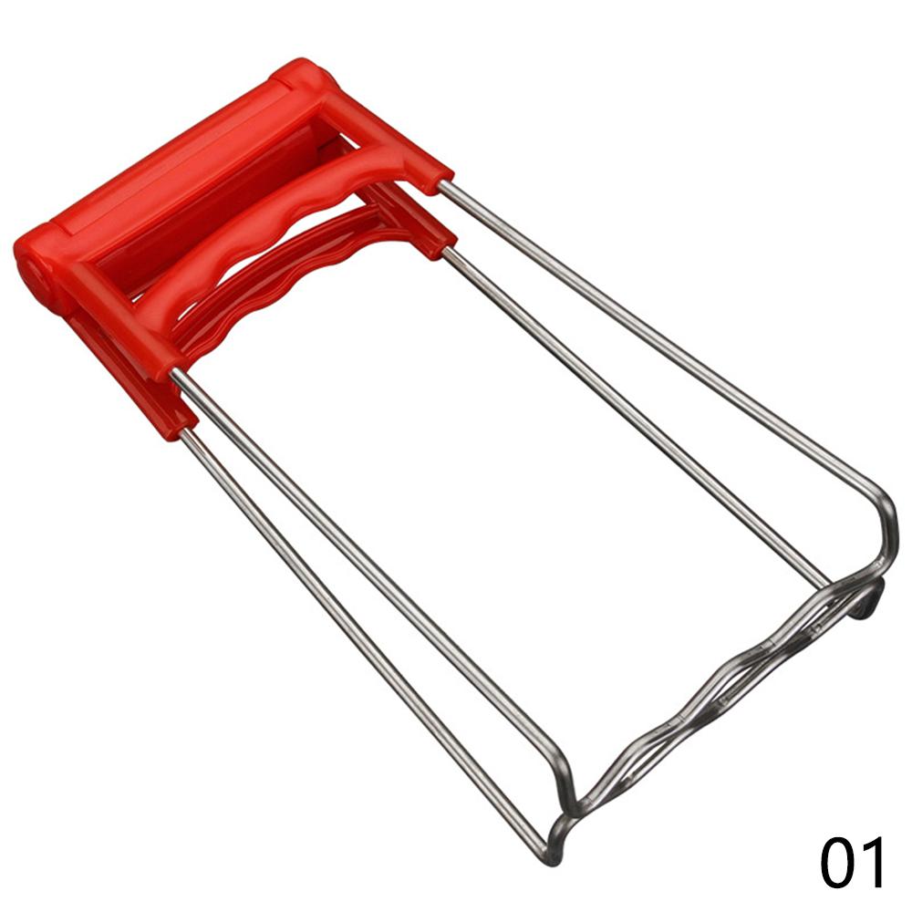 Opvouwbare Hete Kom Clip Pot Rvs Schotel Houder Stoomboot Tong Siliconen Oven Mitt Keuken Gereedschap Anti Proximity handschoenen: Red