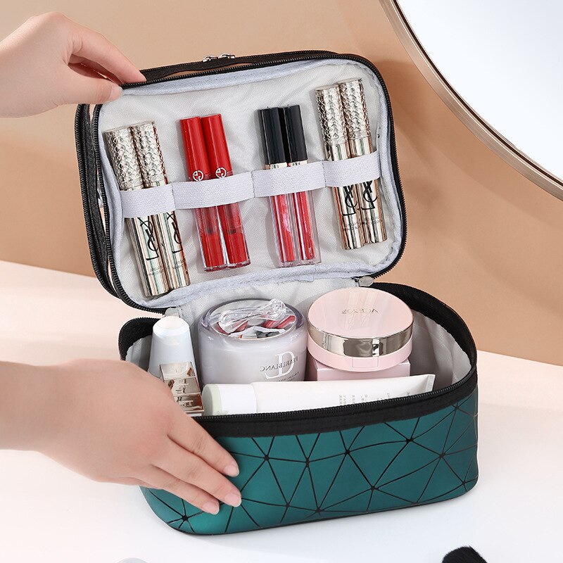 Bolsa de cosméticos de viaje multifunción para mujer, bolsa de maquillaje de diamante a la , organizador de artículos de tocador, impermeable, almacenamiento, estuches de maquillaje