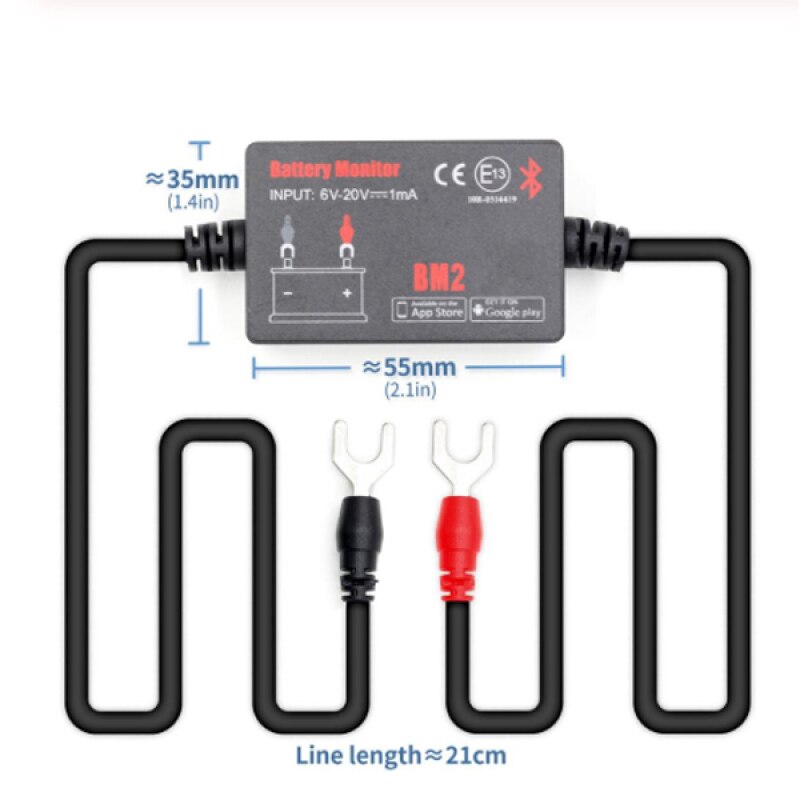 BM2 Battery Monitor Bluetooth Device 12V Battery Tester Analyzer Tool for All 12V Vehicle Boat Solar Battery Diagnostic Tool