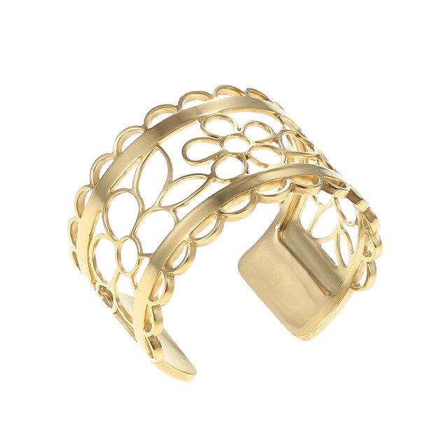 Legenstar Trendy Rvs Goud Kleur Verstelbare Ringen Homme Omkeerbare Lederen Open Geometrische Bague voor Vrouwen: 9