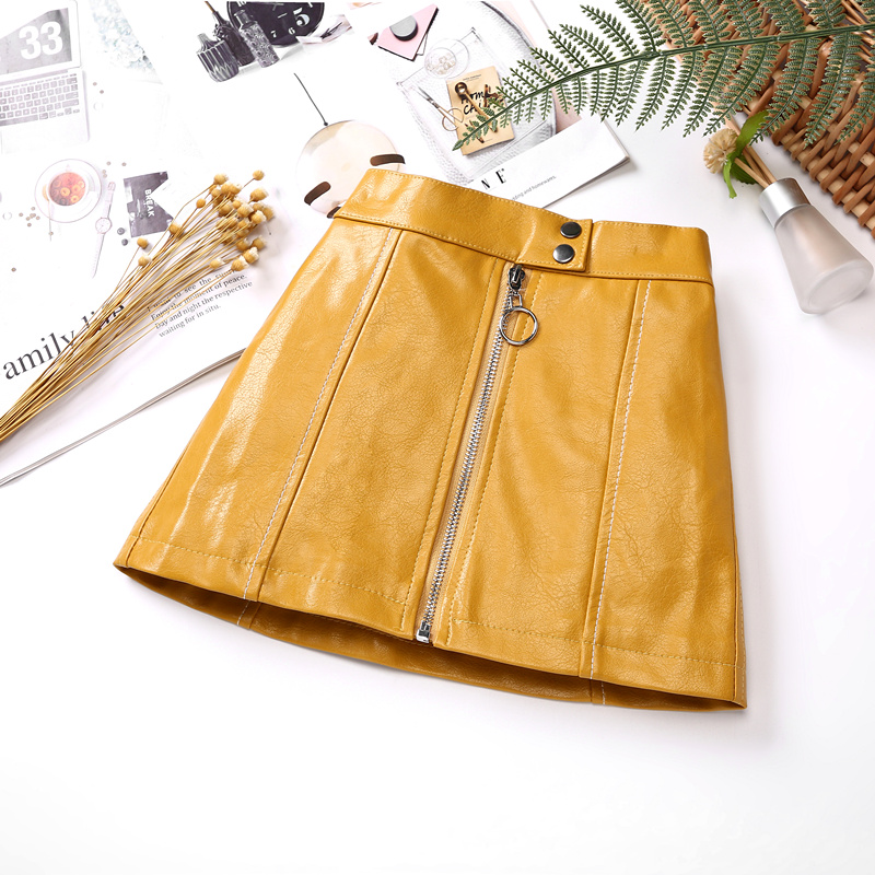 Jupe circulaire pour filles, jupe d'automne-hiver en cuir, ligne a, vêtements pour enfants de 4, 6, 10 et 12 ans,: yellow / 4T