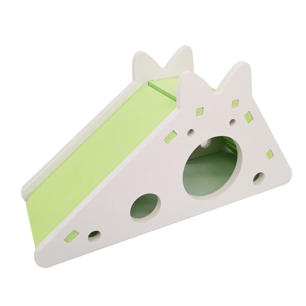 Hamster Hideout Assembled Hamster Slide Toy Wooden Hamster House Nest With Ladder Slide For Guinea Pig Hamster Exercise Toy: Green