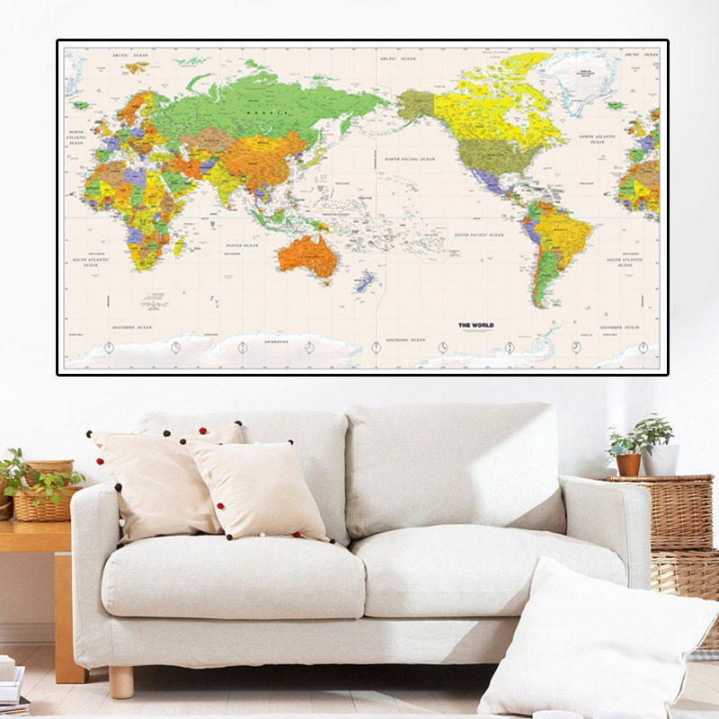225*150cm The World Vintage Map Non-woven Canvas Painting Modern Art Poster Wall Sticker Cloth Card Living Room Home Decoration