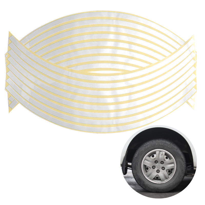 Tiras de 18 pulgadas para llanta de motocicleta, cinta reflectante para rueda, reflectante, reflectante, de seguridad vial, 16 unidades: Blanco