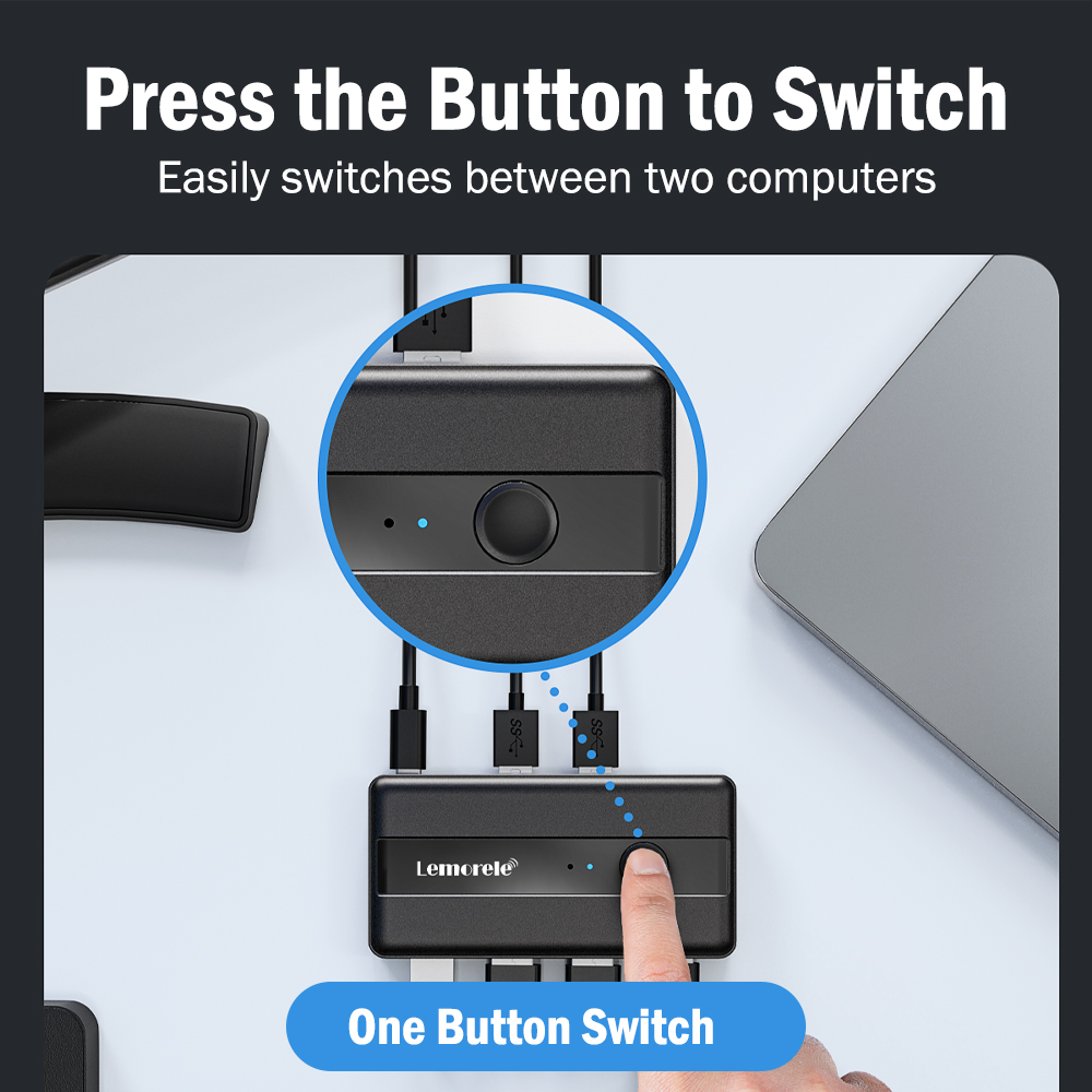 Lemorele USB KVM schalten Adapter USB 3.0 Umschalter 2 Eingänge 4 Ausgänge USB schalten KVM Umschalter Drucker Teiler für Computertastatur