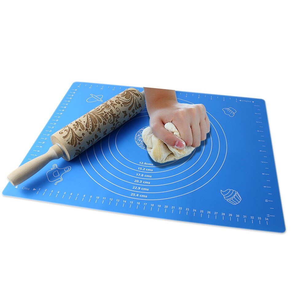 Mat For Rolling Dough Non-Stick Silicone Pastry Board Non-Slip High Temperature Resistance With Size Pattern Fondant Baking Tool