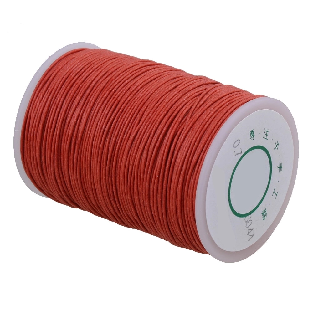Hilo encerado de cáñamo, costura de cuero, naranja, rojo, 0,7mm de diámetro