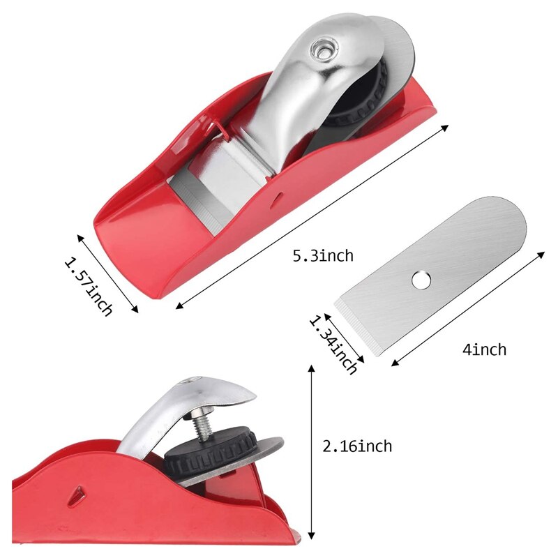 Retail Mini Hand Planer with 2 Pieces Replacement Blade Adjustable Block Plane for Wood Craft Wood Working