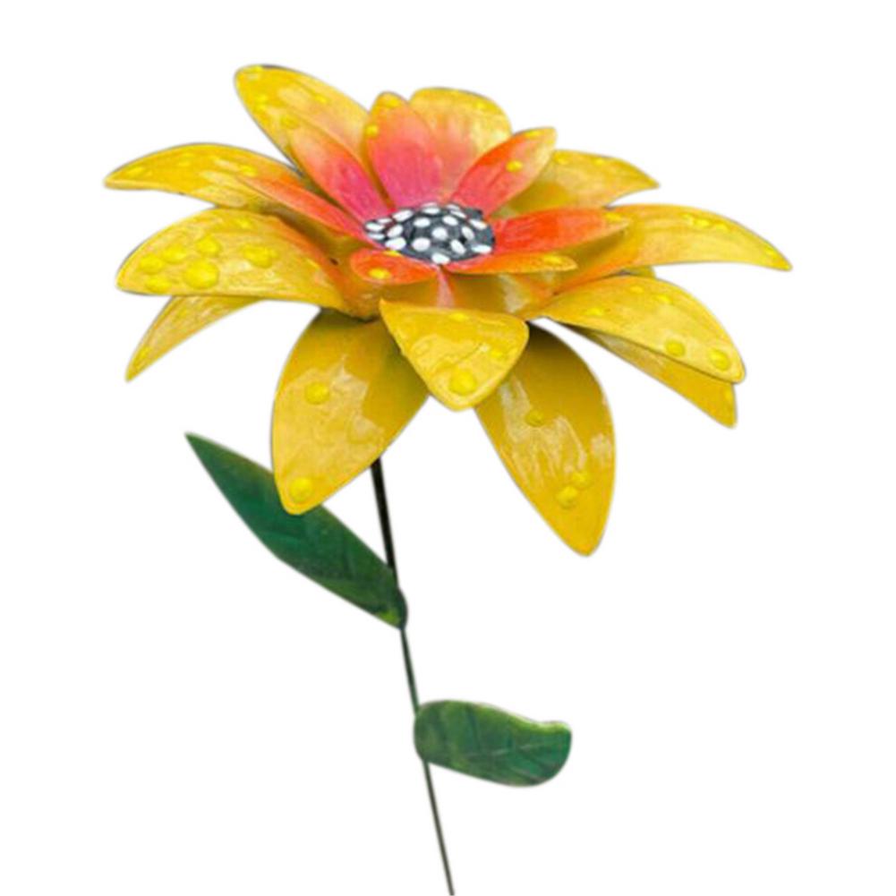 Outdoor Artificial Metal Flower Decor Garden Lawn Simulation Flower Flower Pot Terrace Metal Art Crafts Garden Decor Stakes: Yellow