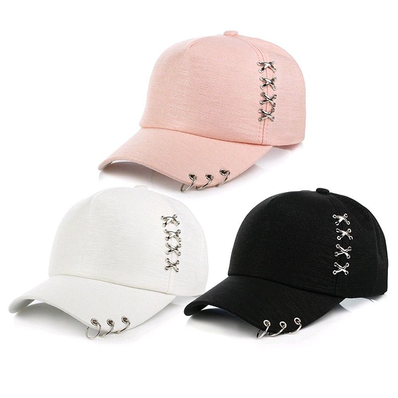 Berretto Da Baseball di modo con Gli Anelli Delle Donne Del Cappello Del Sole Casual Unisex Protezione Solare Caps Cappelli di Snapback Estate All'aperto Hip-Hop Palla cappello