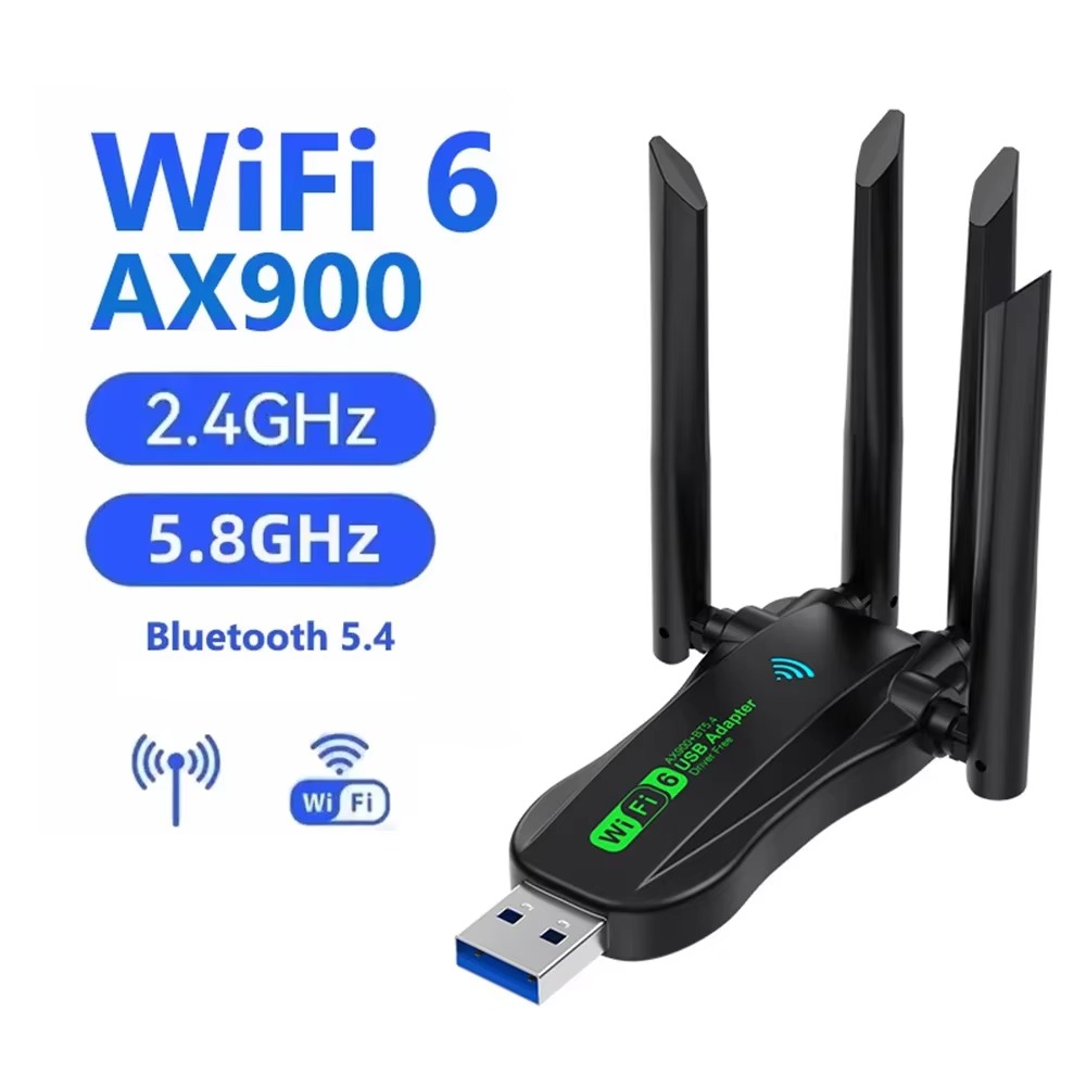 WiFi 6 Netzwerkkarte Bluetooth 5.4 Wireless Receiver AX900 WiFi 6 USB-Adapter Dual Band 2,4 G 5 G Antennen Treiber kostenlos für WIN 10 11: WHITE