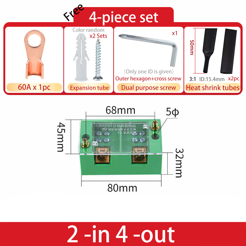 Unipolar Splitter Junction Box Retardant Metering Cabinet Wire Terminal Block Flame Retar Electrical Accessories Copper: Black&White