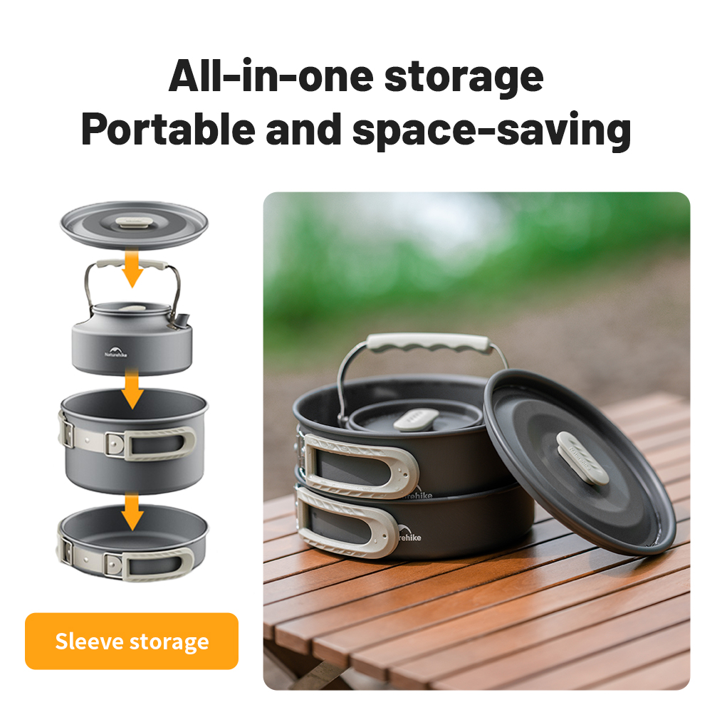 Naturehike Camping Cookware Kit Outdoor Frying Pan Portable Kettle Foldable Picnic Tableware Kitchen Utensils Cooking Utensils
