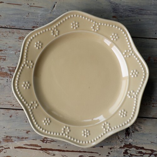 Tableware Special Restaurant Ceramic Plate and Japanese Flat Plate: Lace yellow 24cm