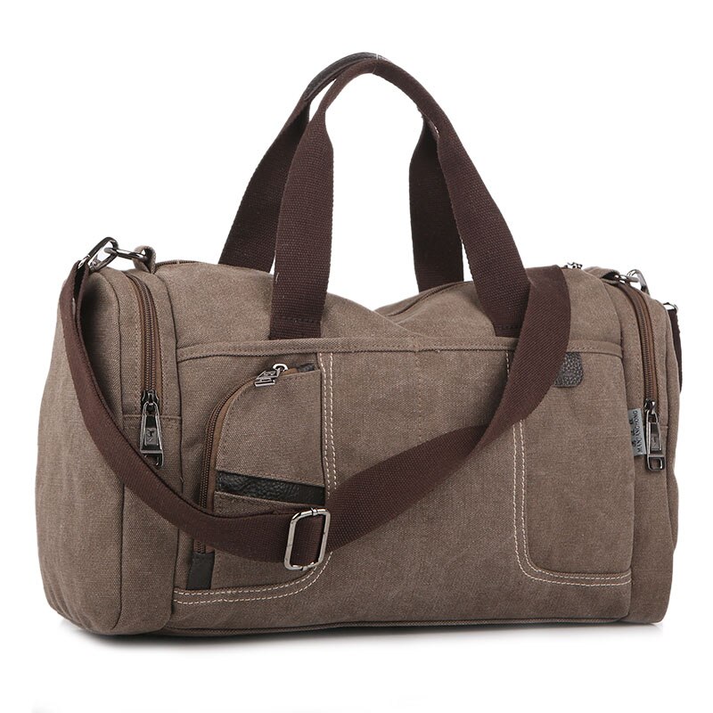 Koreaanse Versie van de Eenvoudige mannen Handtas Toevallige Wilde Grote Capaciteit Canvas Tas Mode Persoonlijkheid Schouder Messenger Bag: Coffee