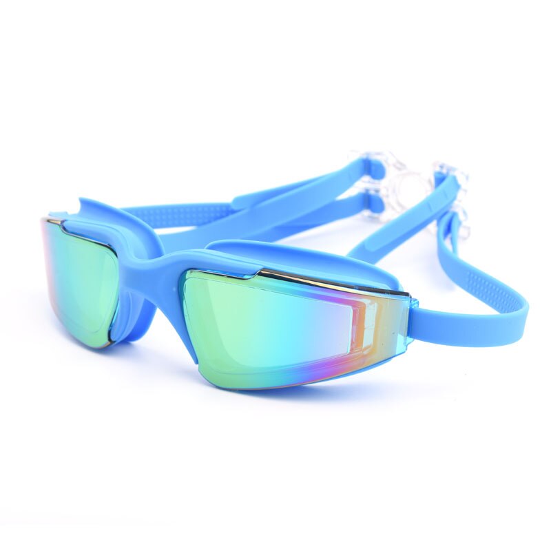 Lunettes de natation pour adultes, Anti-buée, en Silicone, étanche, professionnelles, pour la plongée dans la piscine, pour hommes et femmes: Sky Blue
