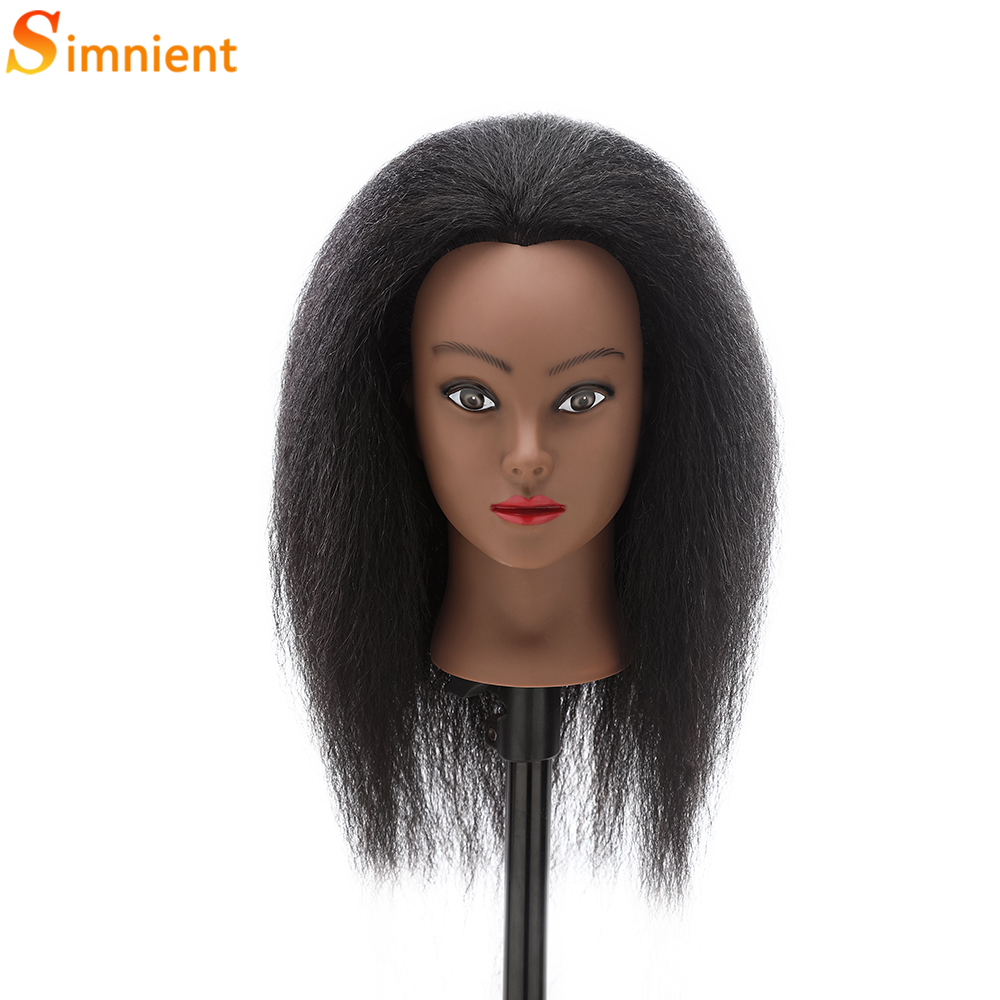 Afro Mannequin Heads With 100% Human Hair With Adjustable Tripod Hairdressing Dolls Training Head For Practice Styling Braiding: Pure White