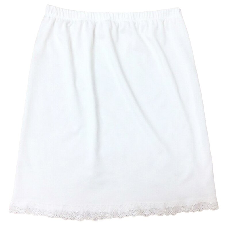 Sommer underkjoler dame casual mini nederdele dame basic nederdel underkjole vestidos løs halv slips underkjole underskørt: Blonder hvid