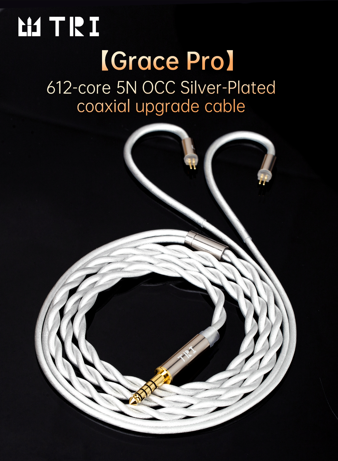 Tri nåde pro 2- kjerners sølvbelagt oppgraderingskabel til hodetelefoner, hifi-søler, iem-kabel med 3.5mm , 4.4mm , 2- pinner/mmcx-ørepropper til kz cca