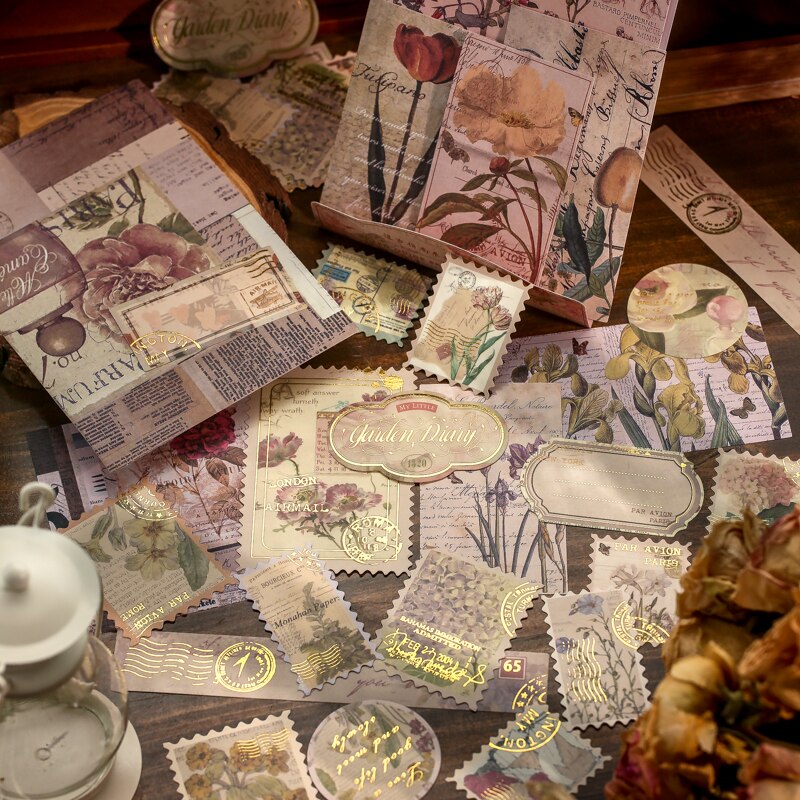 Étiquette Scrapbooking décorative Vintage Style timbre rétro, étiquette fleur, pour agenda, fournitures de papeterie