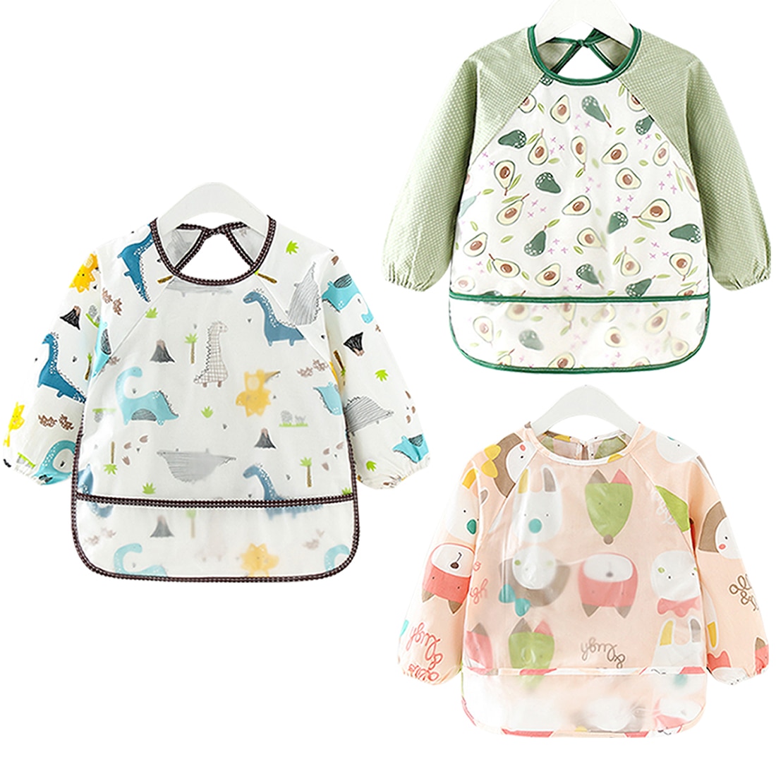 Bata para arte de bolsillo frontal con pintura de eructo fácil de limpiar para uso diario, delantal infantil de manga larga para niños y niñas, secado rápido y antisuciedad