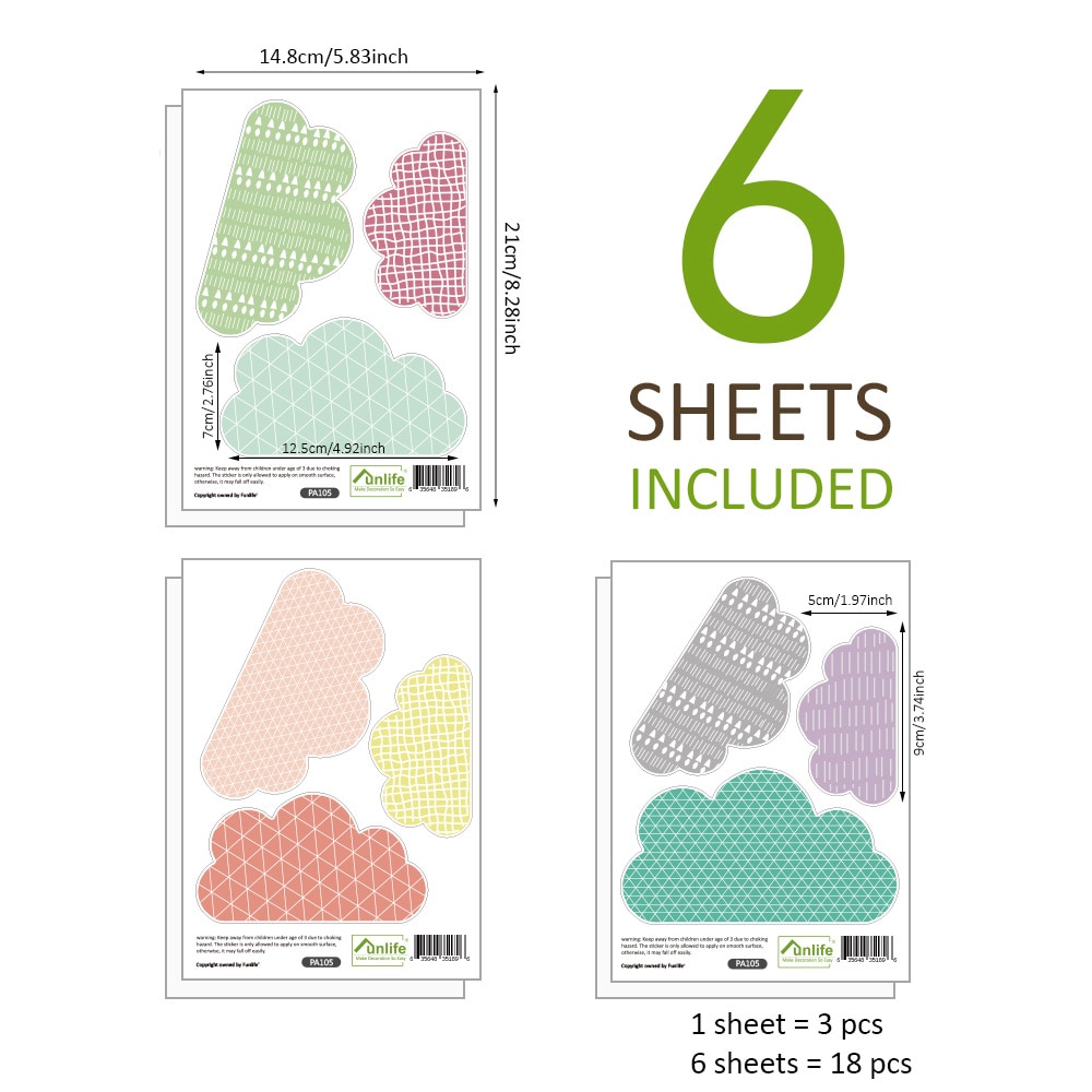 Funlife Kawaii Cloud Wall Stickers For Children Baby Kids Room Wall Decoration,Waterproof Nursery Stickers DIY Window Wall Decal