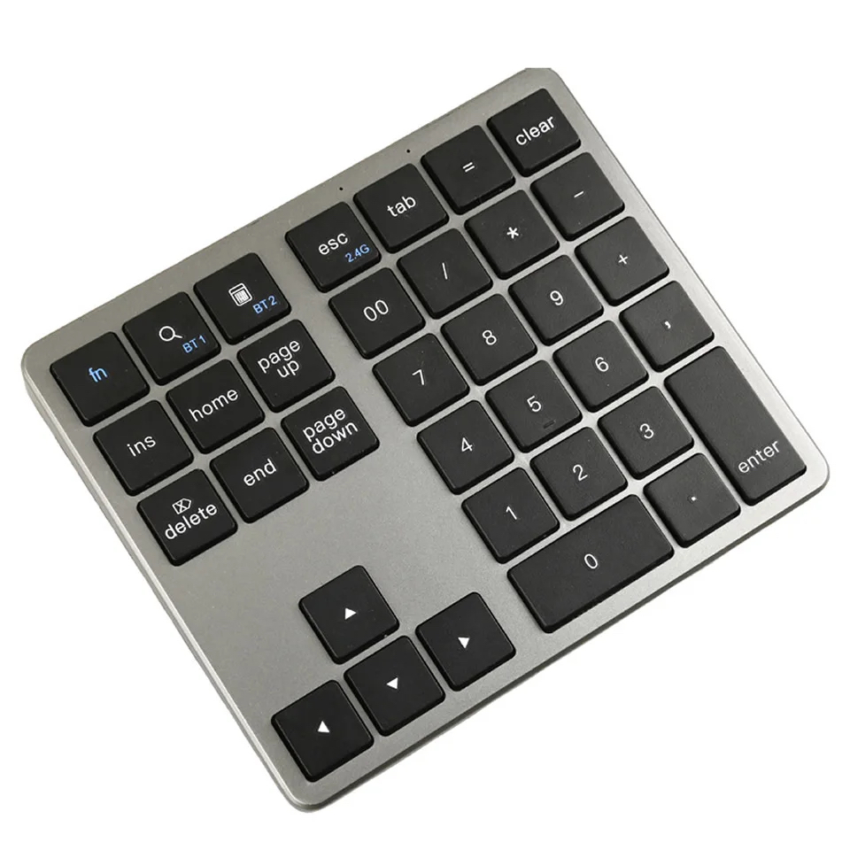 2,4 Ghz Draadloos + Bluetooth Numeriek Toetsenbord K35 Nummerblok USB C Oplaadbare Numpad voor IOS Android Windows Digitale Toetsenbord: Black