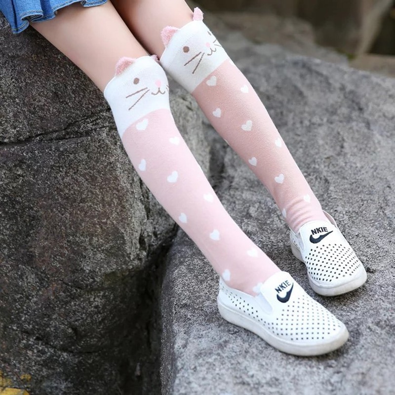 Chaussettes hautes en coton pour bébé filles chaussettes longues dessin animé mignon enfants chaussettes enfant en bas âge chaussettes de danse jambières pour les filles de 3-12 ans chausette bebe fille chaussette garc