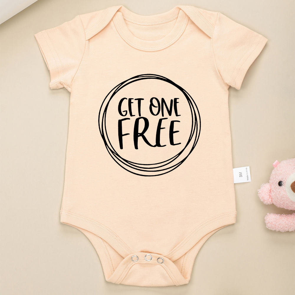 Tweeling Een Krijg Een Gratis Grappige Baby Meisjes Kleding Romper Mode Harajuku Peuter Body Bodysuits Katoen Zomer Baby Onesie: Donkergrijs / 2M