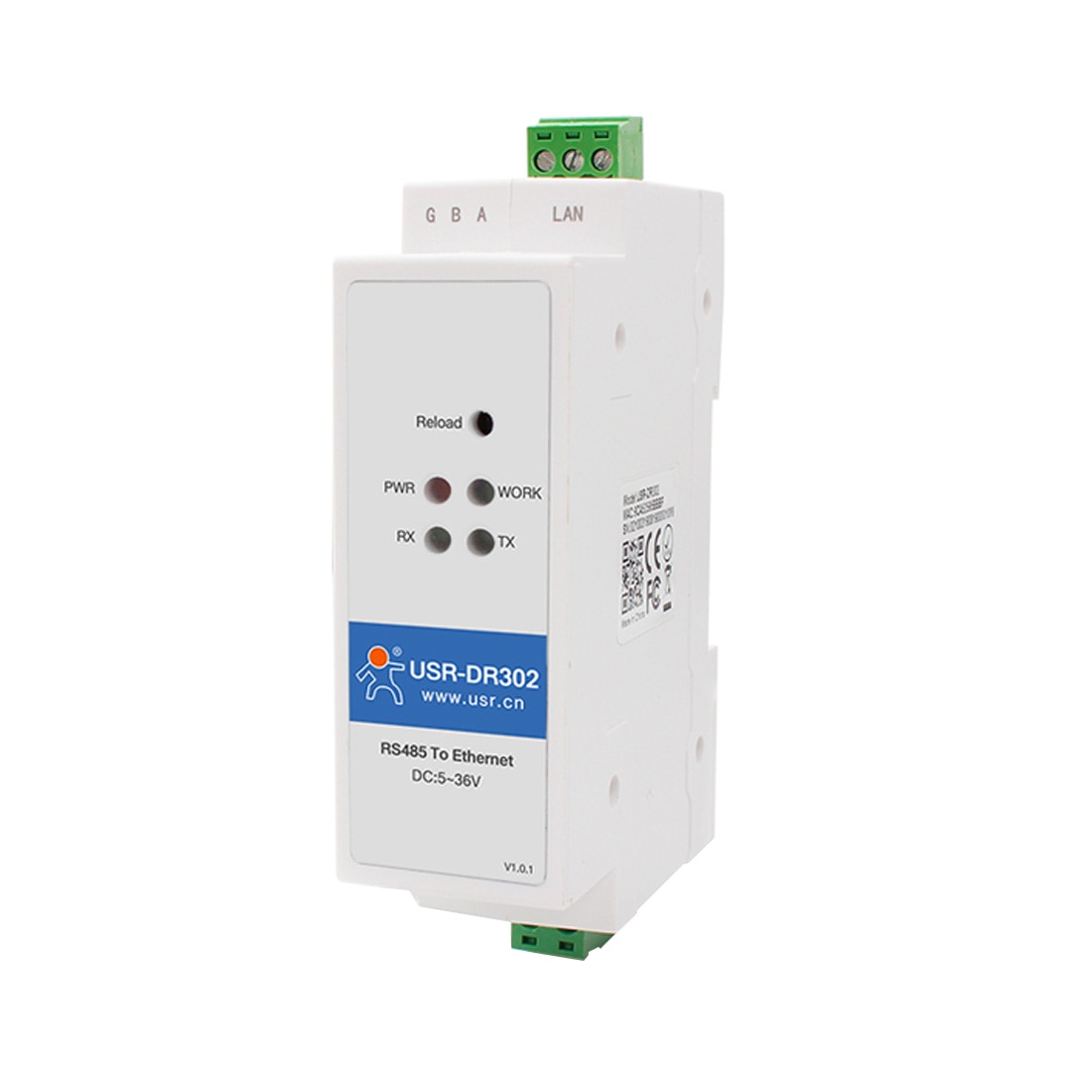 USR-DR302 DIN-Rail Modbus RS485 SERIAL Port TO Ethernet Converter Bidirectional Transparent Transmission Between RS485 and RJ45