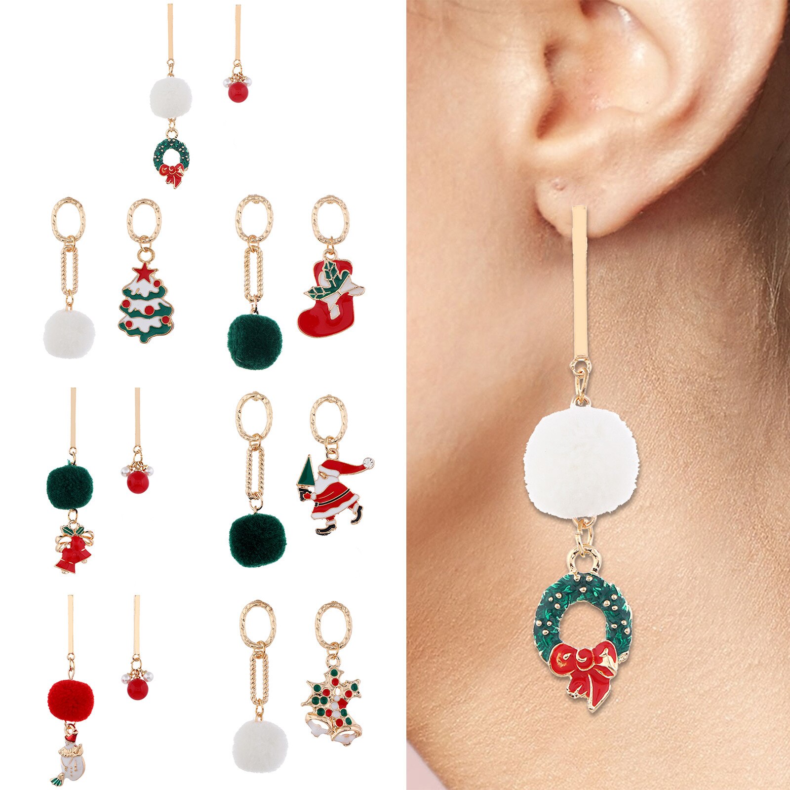 Boucles d'oreilles père noël joyeux noël décoration pour la maison de noël Navidad pour femme décor bonne année