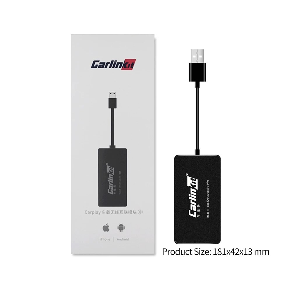 Carlinkit-Accesorio para reproductor multimedia de coche, activador inalámbrico compatible con Android y iPhone, color negro, con conexión USB para escuchar música a través de Autokit y CarPlay