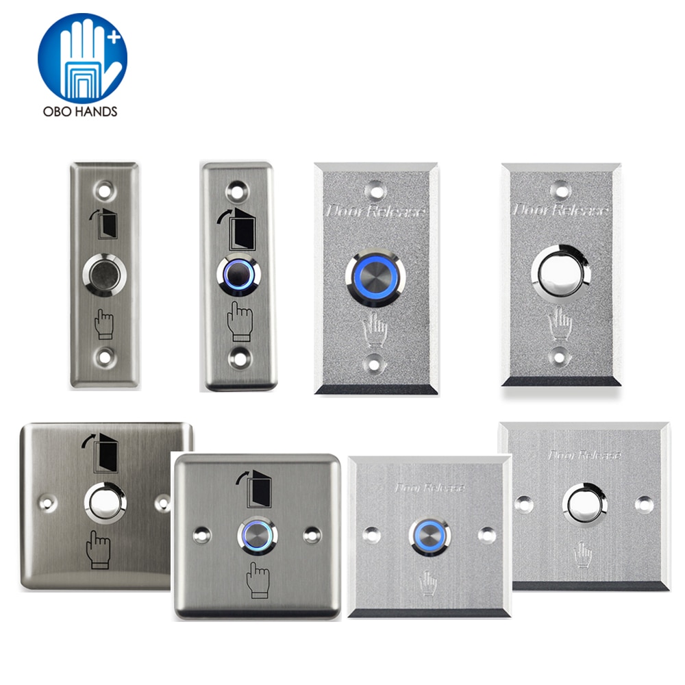 Metall Edelstahl Tür Exit-Button Schalter Release Push-Taste mit LED-Licht Für Access Control Lock System NC/KEINE/COM zu Öffnen Tür