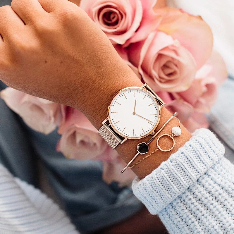 1PC Luxe Rose Gouden Horloge Vrouwen Armband Horloges Dames Casual Quartz Horloge Staal Dameshorloge Montre Femme Relogio