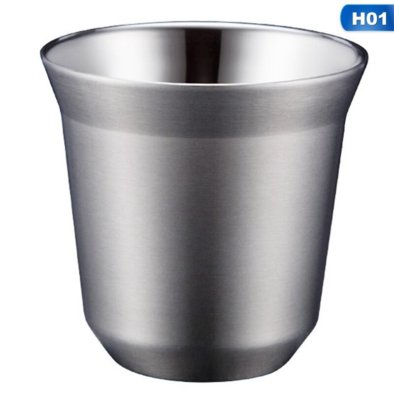 Jeu de 2 tasses expresso à Double paroi | Ensemble de tasses expresso en acier inoxydable, tasses à café isolées, faciles à nettoyer, 51-100ML: H01
