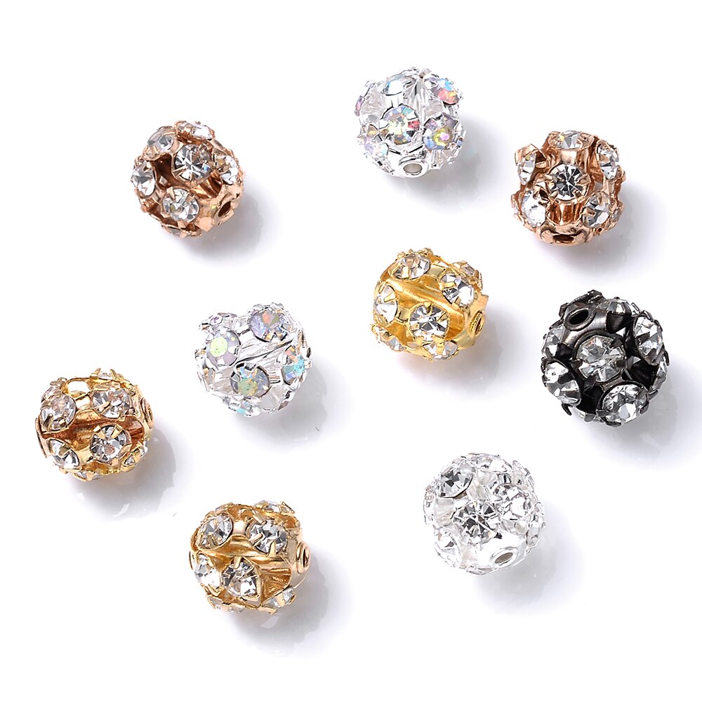 30 sztuk/partia Rhinestone Ball kształt luźne Spacer koraliki do tworzenia biżuterii metalowe kryształowe koraliki rzemiosła DIY akcesoria 6/8/10mm: mixcolor / 8mm