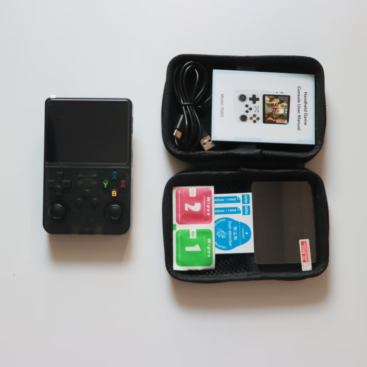 R36s arkos versjon  r36s med beskyttende etui, retro håndholdt spillkonsoll, 3.5- tommers ips-skjerm, åpenn kildekode, linux-system: måke / Bunt 2